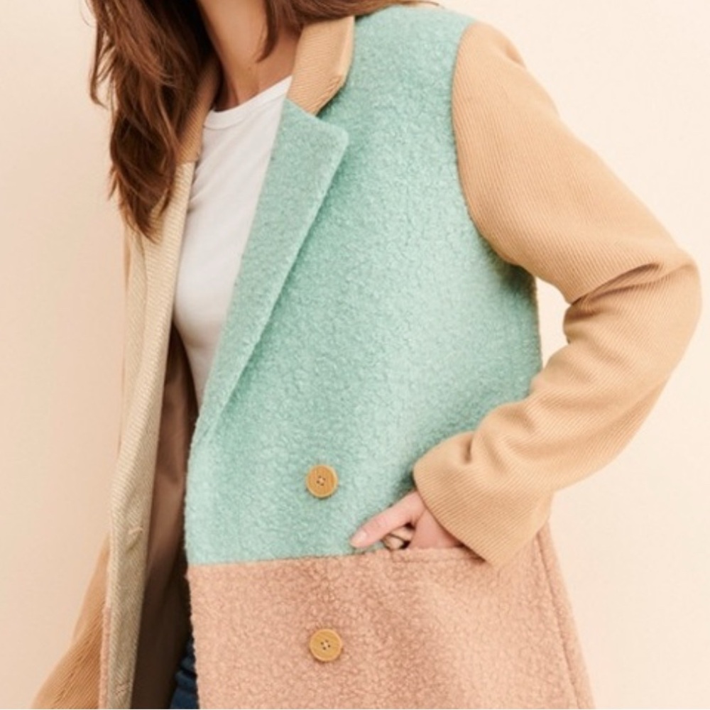 English Factory color block coat - medium coat.